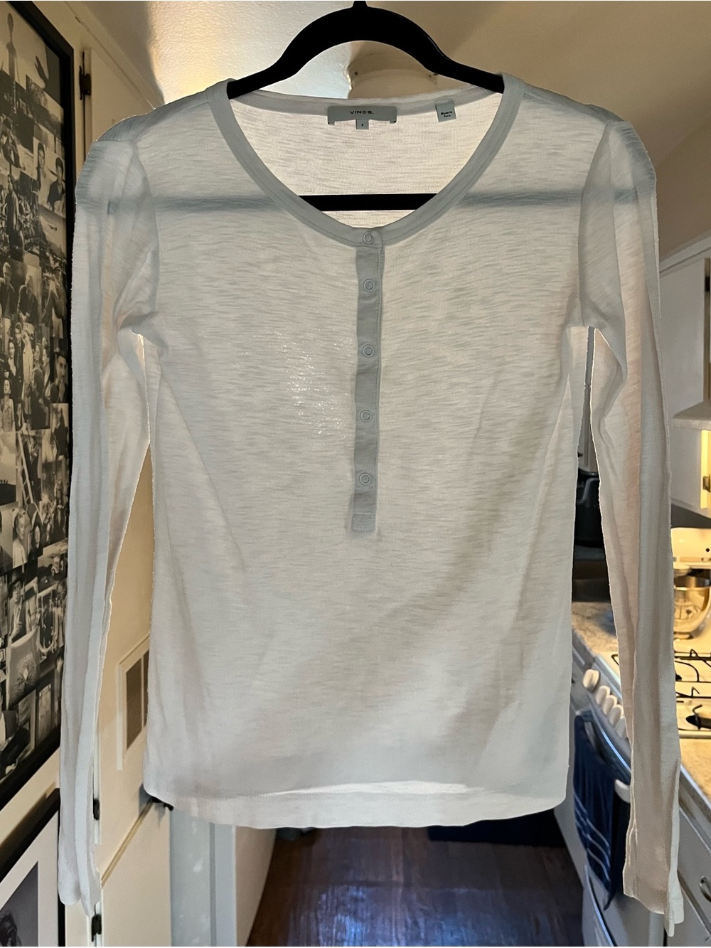 Vince White Long-Sleeve Henley Top
